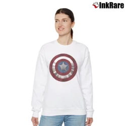 Women’s Captain America Shield Marvel Relaxed Sweatshirt in white | Soft, Laid-Back Vibe
