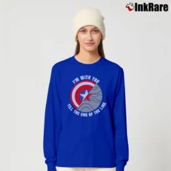 Women’s Captain America Team Cap I'm With You Till The End Of The Line Long-Sleeve Top in royal blue | Sleek, Versatile, All-Season