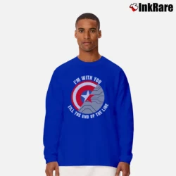 Men’s Captain America Team Cap I'm With You Till The End Of The Line Long-Sleeve Shirt in royal blue | Sleek, Lightweight, Year-Round Wear