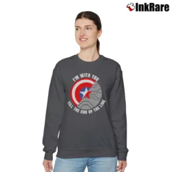 Women’s Captain America Team Cap I'm With You Till The End Of The Line Relaxed Sweatshirt in charcoal | Soft, Laid-Back Vibe
