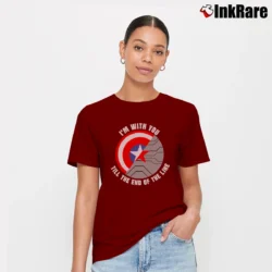 Women’s Captain America Team Cap I'm With You Till The End Of The Line Signature T-Shirt in maroon | Soft, Flattering Fit