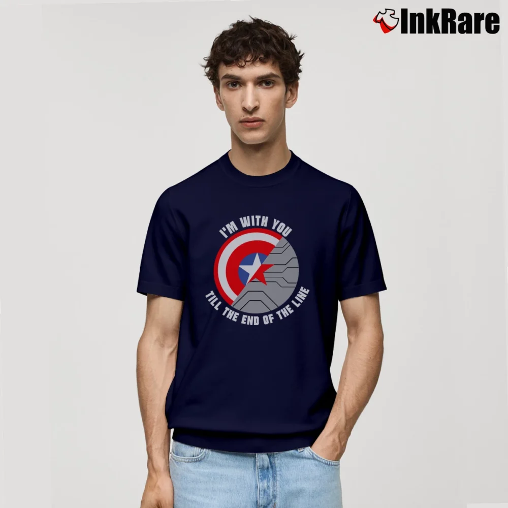 Men’s Captain America Team Cap I'm With You Till The End Of The Line Classic T-Shirt in navy | Soft, Breathable Everyday Wear