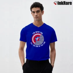 Men’s Captain America Team Cap I'm With You Till The End Of The Line V-Neck Tee in royal blue | Sharp, Breathable, Everyday Staple