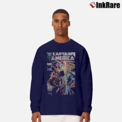Men’s Captain America Vs Wolverine Comic Long-Sleeve Shirt in navy | Sleek, Lightweight, Year-Round Wear