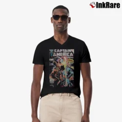 Men’s Captain America Vs Wolverine Comic V-Neck Tee in black | Sharp, Breathable, Everyday Staple