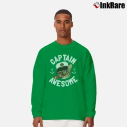 Men’s Captain Awesome Funny Cat Kitty Cute Long-Sleeve Shirt in irish green | Sleek, Lightweight, Year-Round Wear
