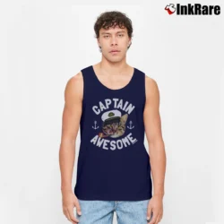 Men’s Captain Awesome Funny Cat Kitty Cute Tank Top in navy | Breathable, Active-Friendly Design