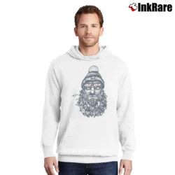 Men’s Captain Bird Beard Meridian Line Pullover Hoodie in white | Cozy, Durable, Modern Fit