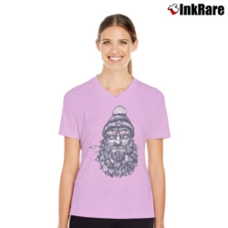 Women’s Captain Bird Beard Meridian Line V-Neck Tee in light pink | Chic Neckline, Soft Texture
