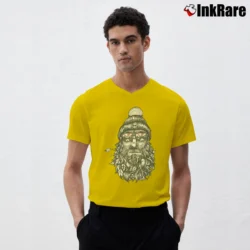 Men’s Captain Bird Beard Meridian Line V-Neck Tee in yellow | Sharp, Breathable, Everyday Staple