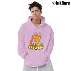 Men’s Captain Caveman Animated 80s TV Show Pullover Hoodie in light pink | Cozy, Durable, Modern Fit