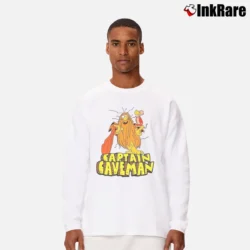 Men’s Captain Caveman Animated 80s TV Show Long-Sleeve Shirt in white | Sleek, Lightweight, Year-Round Wear