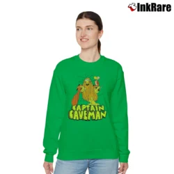 Women’s Captain Caveman Animated 80s TV Show Relaxed Sweatshirt in irish green | Soft, Laid-Back Vibe