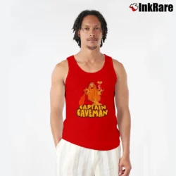 Men’s Captain Caveman Animated 80s TV Show Tank Top in red | Breathable, Active-Friendly Design