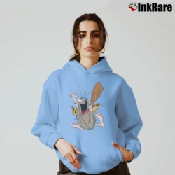 Women’s Captain Caveman Cartoon Character Cozy Hoodie in light blue | Warm, Structured, Stylish