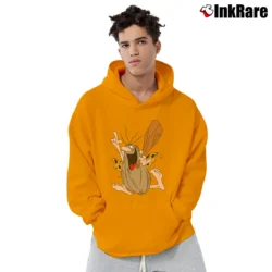 Men’s Captain Caveman Cartoon Character Pullover Hoodie in orange | Cozy, Durable, Modern Fit