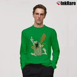 Men’s Captain Caveman Cartoon Character Long-Sleeve Shirt in irish green | Sleek, Lightweight, Year-Round Wear