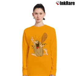 Women’s Captain Caveman Cartoon Character Long-Sleeve Top in orange | Sleek, Versatile, All-Season