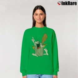 Women’s Captain Caveman Cartoon Character Relaxed Sweatshirt in irish green | Soft, Laid-Back Vibe