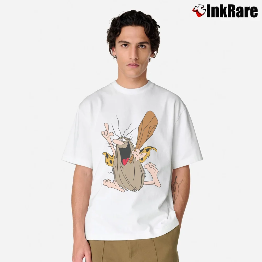 Men’s Captain Caveman Cartoon Character Classic T-Shirt in white | Soft, Breathable Everyday Wear