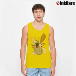 Men’s Captain Caveman Cartoon Character Tank Top in yellow | Breathable, Active-Friendly Design