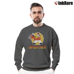 Men’s Captain Chaos Movie Inspired Crewneck Sweatshirt in charcoal | Cozy Fabric, Clean Style