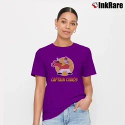 Women’s Captain Chaos Movie Inspired Signature T-Shirt in purple | Soft, Flattering Fit