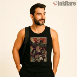Captain Erwin Battle Commander Cloak Shirt on black tank top for men graphic tee