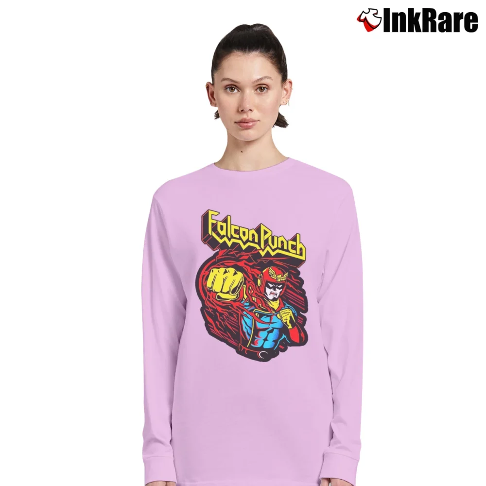 Women’s Captain Falcon F - zero Falcon Punch Long-Sleeve Top in light pink | Sleek, Versatile, All-Season