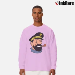 Men’s Captain Haddock Tintin Cartoon Comic Long-Sleeve Shirt in light pink | Sleek, Lightweight, Year-Round Wear