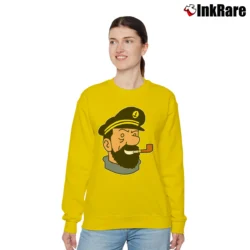 Women’s Captain Haddock Tintin Cartoon Comic Relaxed Sweatshirt in yellow | Soft, Laid-Back Vibe