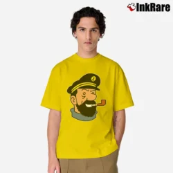 Men’s Captain Haddock Tintin Cartoon Comic Classic T-Shirt in yellow | Soft, Breathable Everyday Wear