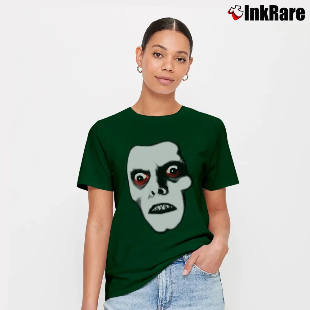 Women’s Captain Howdy Pazuzu Demon The Exorcist Horror Signature T-Shirt in forest green | Soft, Flattering Fit