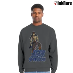 Men’s Captain Jack Sparrow Funny Gym Workout Crewneck Sweatshirt in charcoal | Cozy Fabric, Clean Style