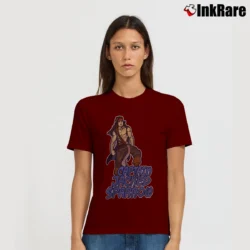 Women’s Captain Jack Sparrow Funny Gym Workout Signature T-Shirt in maroon | Soft, Flattering Fit