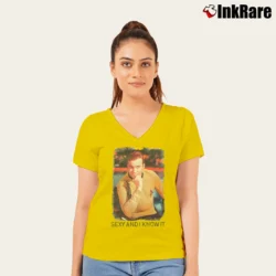 Women’s Captain Kirk Sexy And I Know It Star Trek V-Neck Tee in yellow | Chic Neckline, Soft Texture
