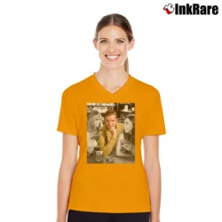 Women’s Captain Kirk Star Trek Graphic V-Neck Tee in orange | Chic Neckline, Soft Texture