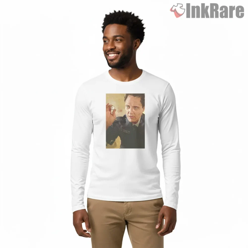 Captain Koons Gold Watch Monologue Shirt on white long sleeve shirt for men graphic tee