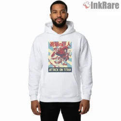 Captain Levi Battle Ready Retro Poster Shirt on white hoodie for men graphic tee