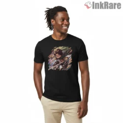 Captain Levi Blazing Blade Charge Shirt on black short sleeve shirt for men graphic tee