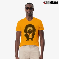 Men’s Captain Lou Albano Retro Wrestling V-Neck Tee in orange | Sharp, Breathable, Everyday Staple