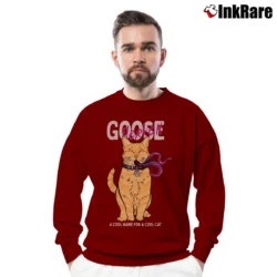 Men’s Captain Marvel Goose Cool Name For A Cat Graphic Crewneck Sweatshirt in maroon | Cozy Fabric, Clean Style