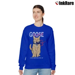 Women’s Captain Marvel Goose Cool Name For A Cat Graphic Relaxed Sweatshirt in royal blue | Soft, Laid-Back Vibe
