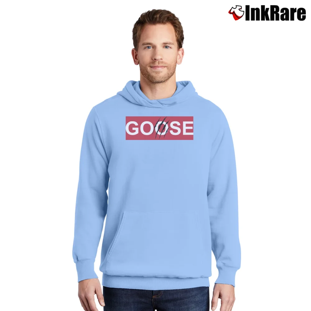 Men’s Captain Marvel Goose The Cat Avengers Pullover Hoodie in light blue | Cozy, Durable, Modern Fit
