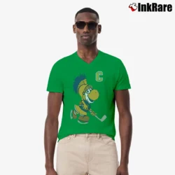Men’s Captain Roman Yoshi Nintendo Mashup V-Neck Tee in irish green | Sharp, Breathable, Everyday Staple