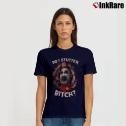 Women’s Captain Spaulding Do I Stutter Funny Quote Signature T-Shirt in navy | Soft, Flattering Fit