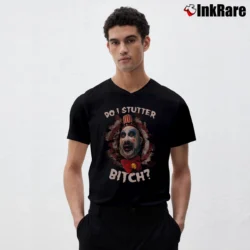 Men’s Captain Spaulding Do I Stutter Funny Quote V-Neck Tee in black | Sharp, Breathable, Everyday Staple