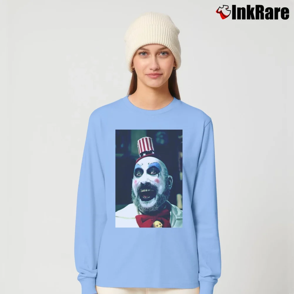 Women’s Captain Spaulding House Of 1000 Corpses Movie Long-Sleeve Top in light blue | Sleek, Versatile, All-Season