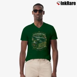Men’s Captain Tight Pants Delivery Funny Sci - fi V-Neck Tee in forest green | Sharp, Breathable, Everyday Staple