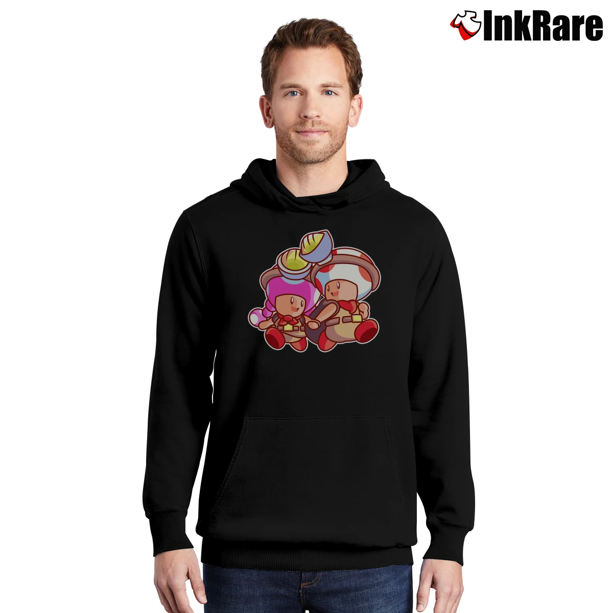 Men’s Captain Toad Super Mario Pullover Hoodie in black | Cozy, Durable, Modern Fit